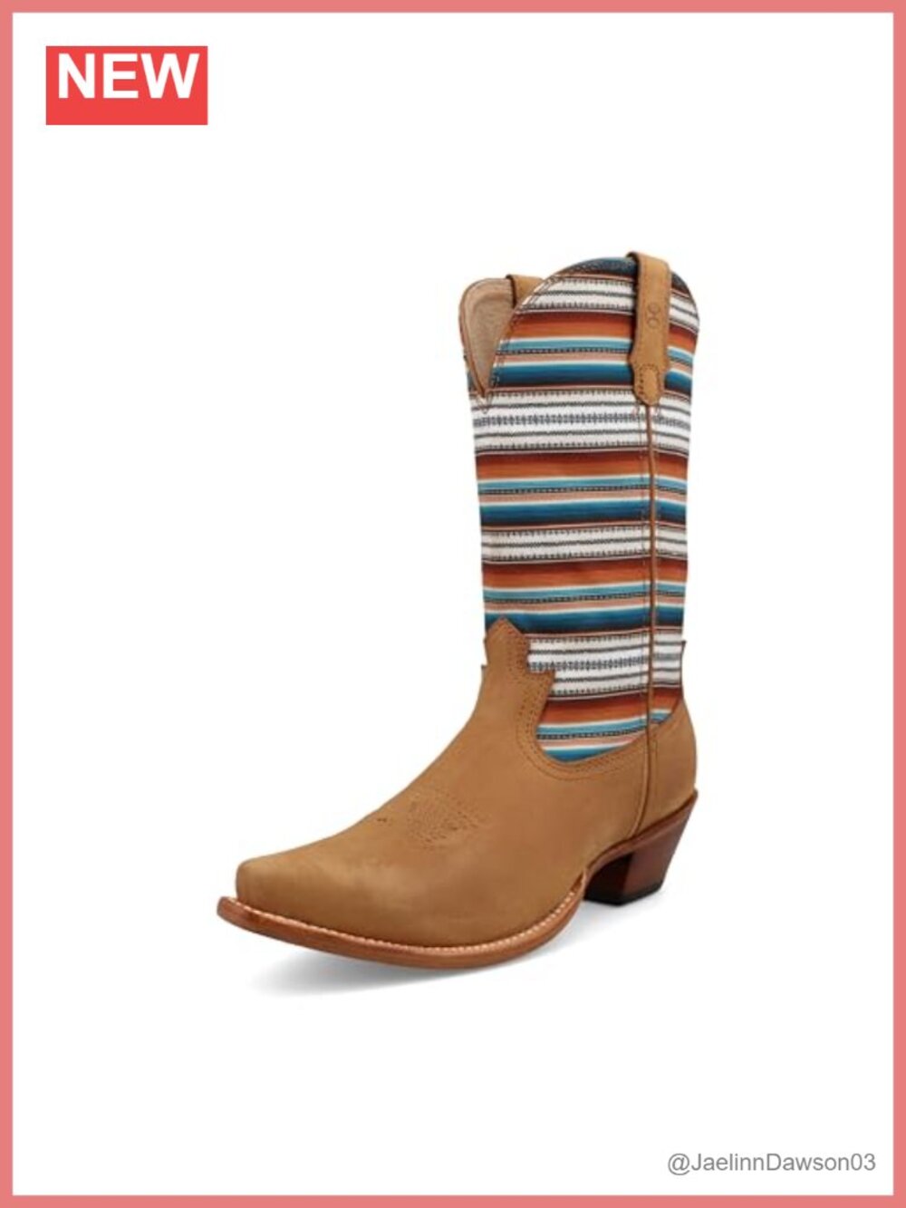 Twisted X Hooey Western Boot Leather Fabric Snip Toe Mid-Calf Casual